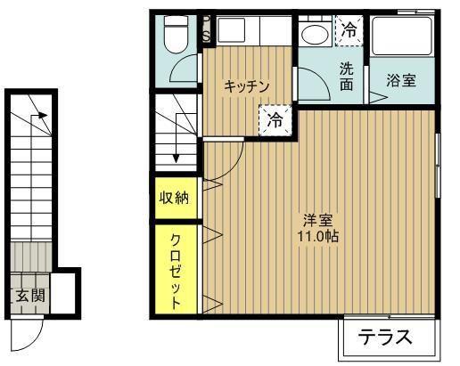 セジュールK2(1K/2階)の間取り写真