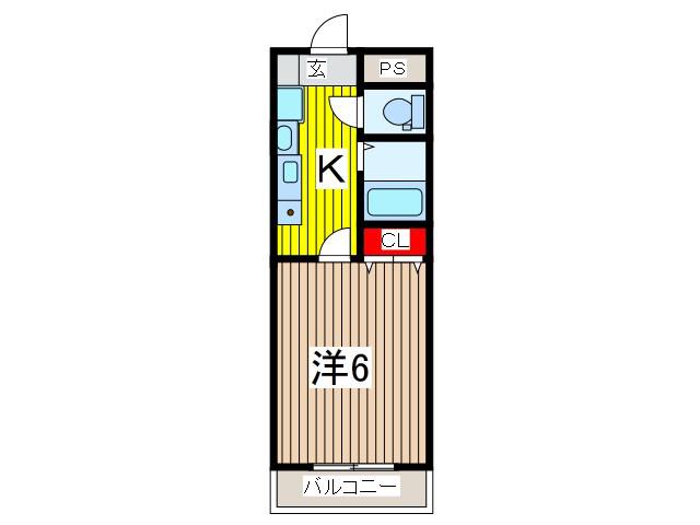 ドミールCITY川口(1K/5階)の間取り写真