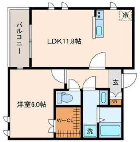 ラールゴ清水(1LDK/1階)の間取り写真