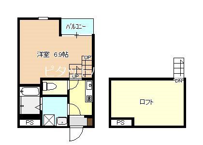 ラック栄田(ワンルーム/2階)の間取り写真
