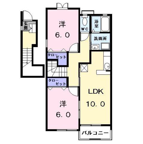 サンリット石塚(2LDK/2階)の間取り写真