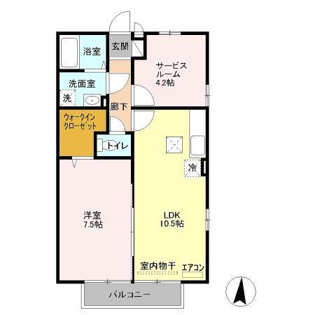 アミティエ マノ(1SLDK/1階)の間取り写真