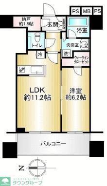 武蔵野タワーズスカイクロスタワー(1SLDK/7階)の間取り写真