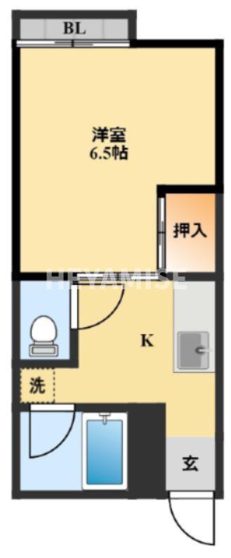 フェリーチェはやま(1K/2階)の間取り写真
