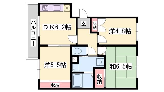 シャルマンドエル(3DK/2階)の間取り写真