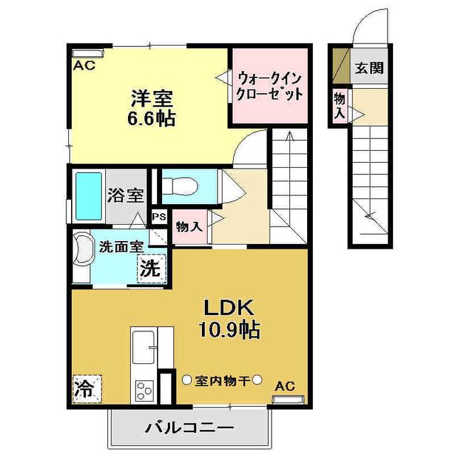 シャルムAZONO(1LDK/2階)の間取り写真