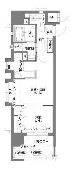アクタス博多Vタワー(1LDK/2階)の間取り写真
