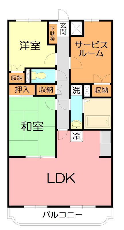 エスポワール1(2SLDK/1階)の間取り写真