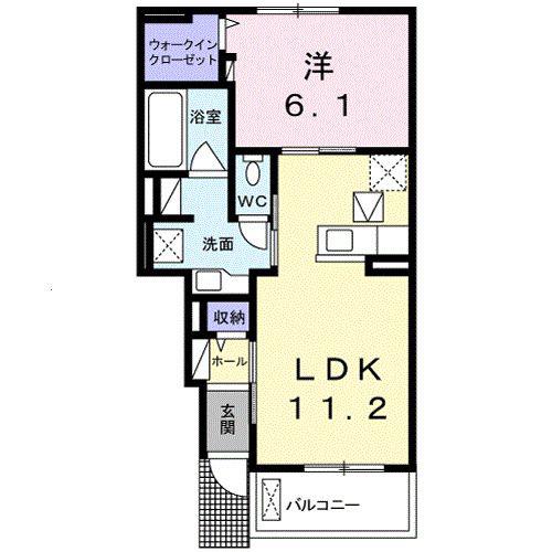 エバーグリーン(1LDK/1階)の間取り写真