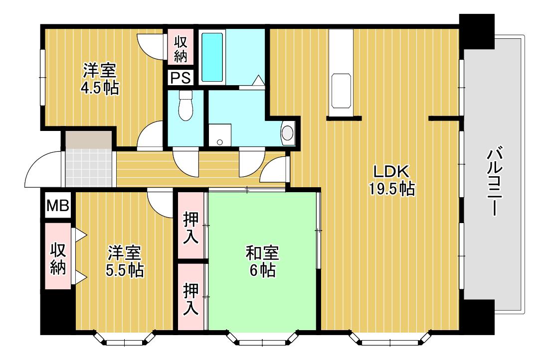 クラブハウス企救丘(4LDK/4階)の間取り写真