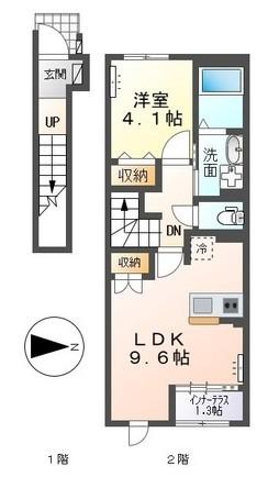スターテラス南畝(1LDK/2階)の間取り写真