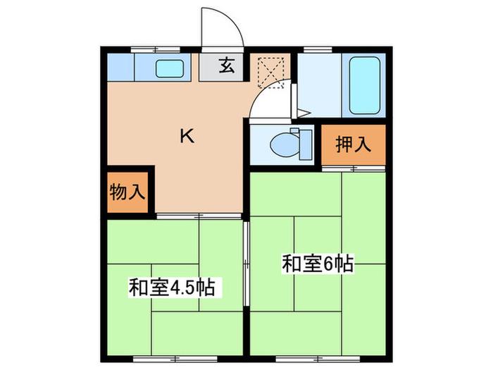 コーポ西多賀(2K/2階)の間取り写真