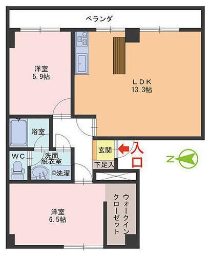 MKマンション宮前 AB棟(2LDK/2階)の間取り写真