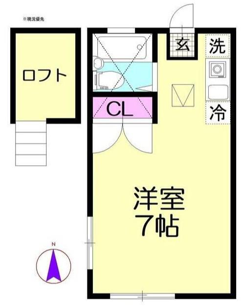 パークサイド加賀山(ワンルーム/1階)の間取り写真