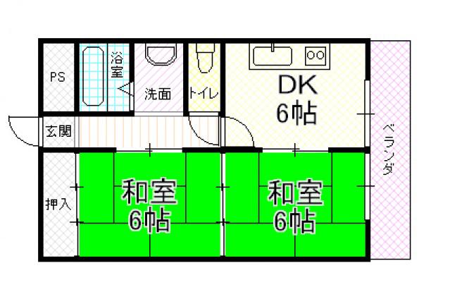 マノハイツ(2DK/3階)の間取り写真