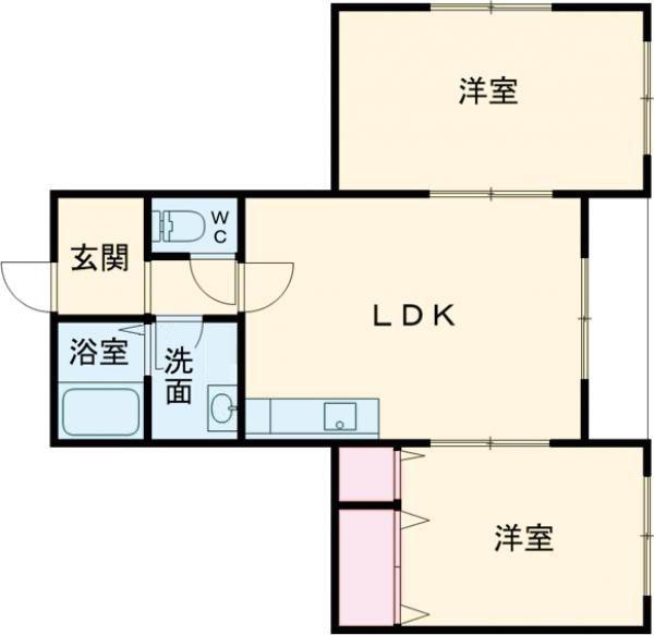 ＪＲ福知山線 福知山駅 徒歩15分 2階建 築32年(2LDK/1階)の間取り写真