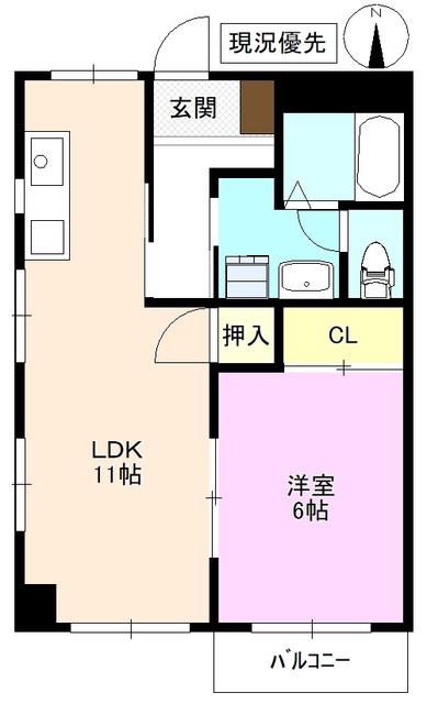 ハイグレー妻科(1LDK/3階)の間取り写真