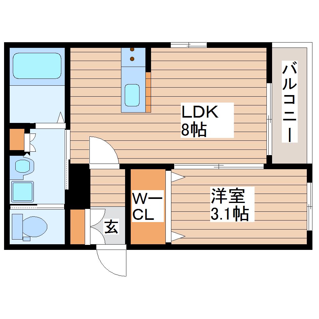 FOREAL長町グランデ(1LDK/3階)の間取り写真