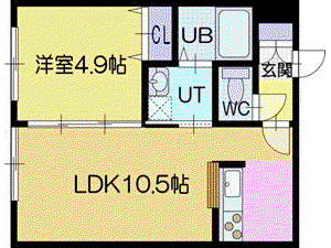 ラ・シュエット江別(1LDK/2階)の間取り写真
