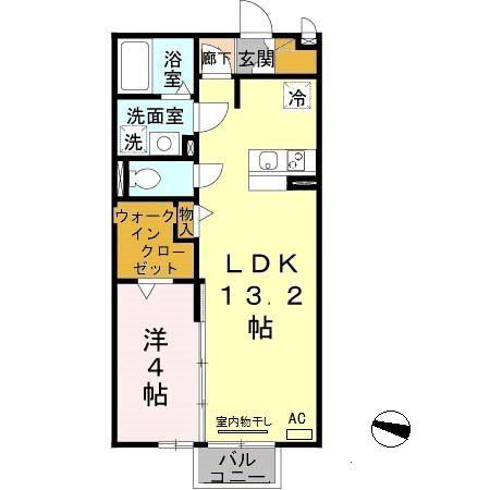 ラ・フォーレ名倉(1LDK/2階)の間取り写真
