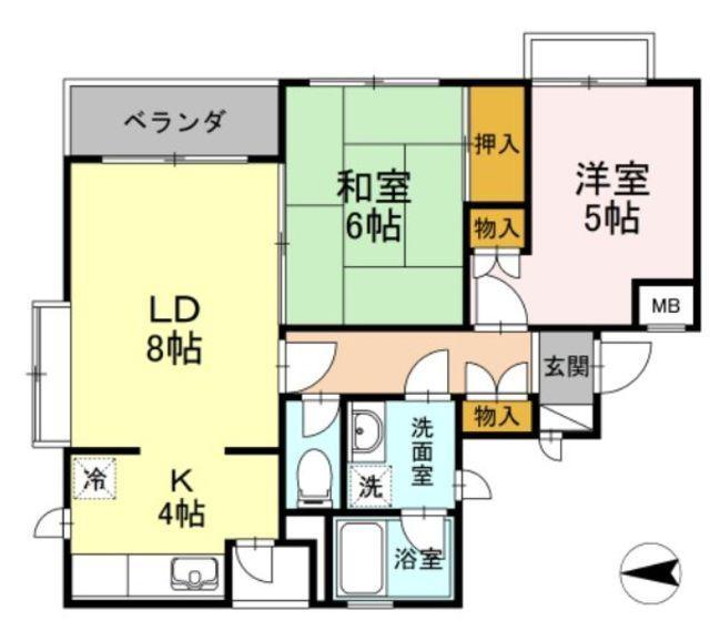 フォレストV(2LDK/2階)の間取り写真