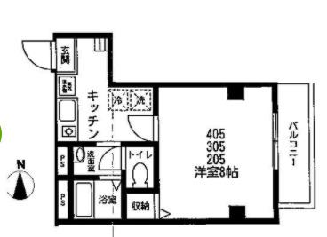 ワイズフラット入谷(1K/3階)の間取り写真