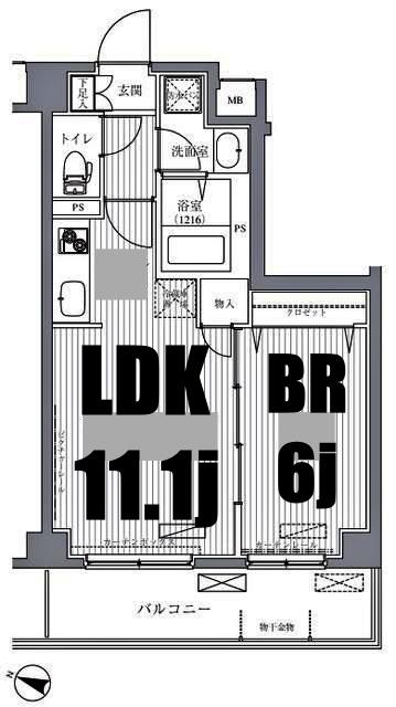 サニーリヴ北新横浜(1LDK/5階)の間取り写真