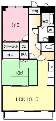 サンヒルタ大みか(2LDK/3階)の間取り写真