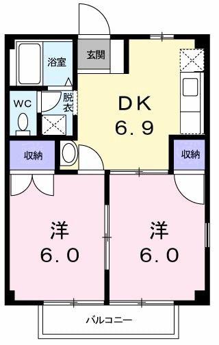 ハイツ久得IIA(2DK/1階)の間取り写真