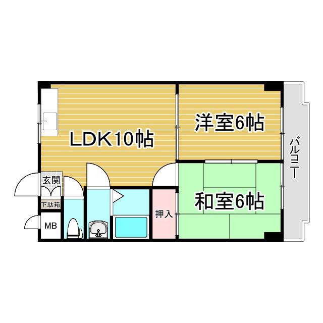 メゾンドソレイユ(2LDK/1階)の間取り写真