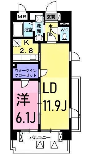 ヴィラージエ(1LDK/4階)の間取り写真