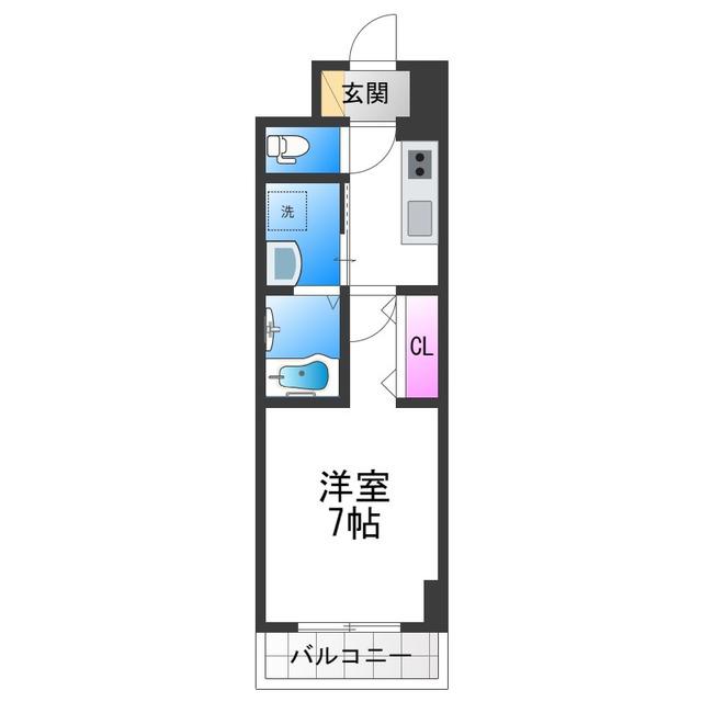アーバンパーク田辺(1K/4階)の間取り写真