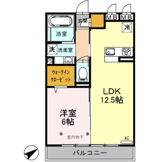 ラ・フォンテ(1LDK/1階)の間取り写真