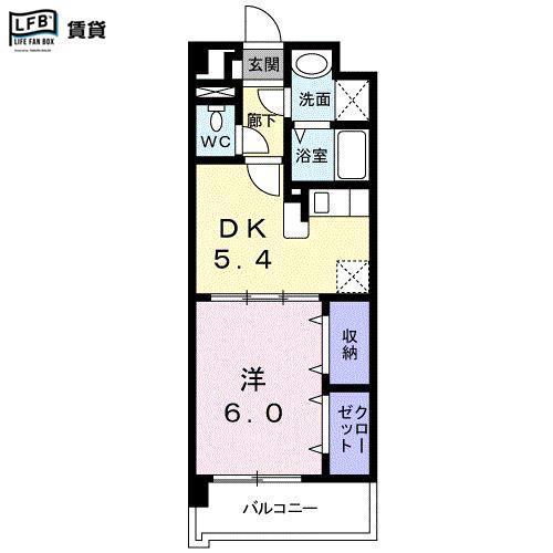 サンリット・スクエア(1DK/4階)の間取り写真