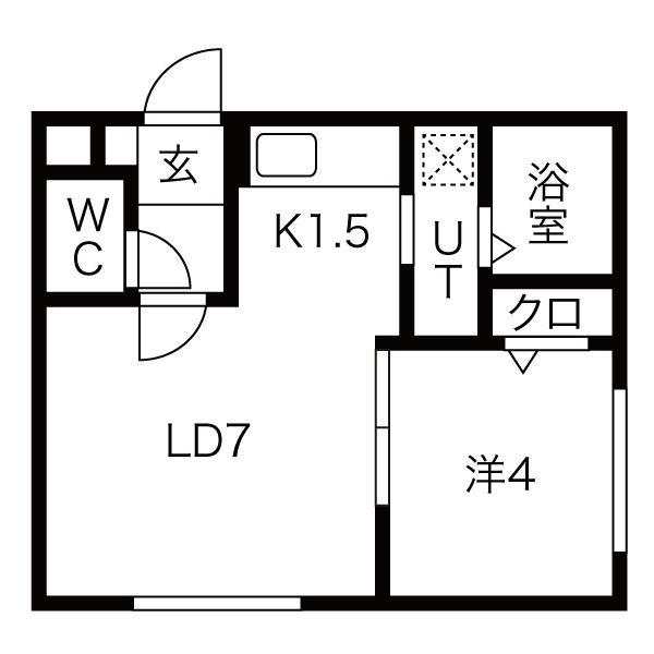 フェーラシュヴァル南円山(1LDK/4階)の間取り写真
