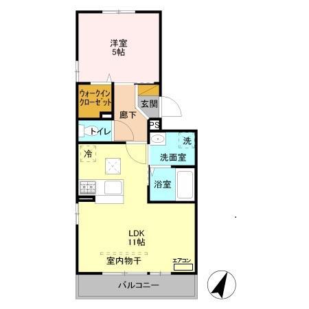 ベルレージュ(1LDK/2階)の間取り写真