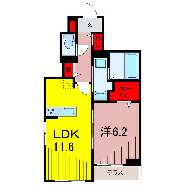 ミル タンドレス(1LDK/1階)の間取り写真
