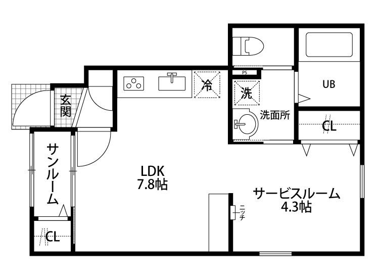 T&T関新(1LDK/1階)の間取り写真