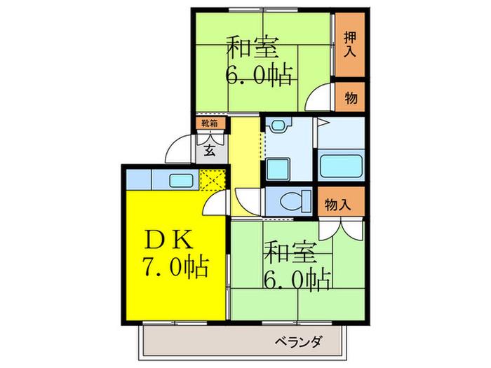 清水ハイツ B棟(2DK/2階)の間取り写真