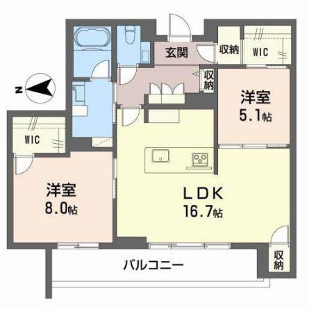カーサ・カリダ(2LDK/3階)の間取り写真