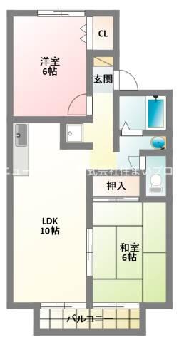 エスポワール21 B棟(2LDK/1階)の間取り写真