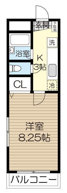 メープルハイツ(1K/2階)の間取り写真