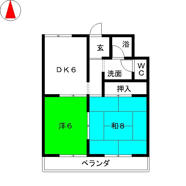 ヒルトップ和合II(2DK/2階)の間取り写真