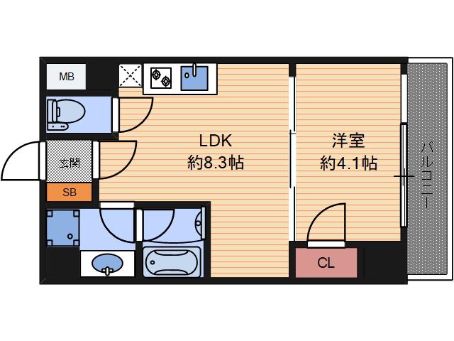 ブエナビスタ江坂広芝町(1LDK/4階)の間取り写真