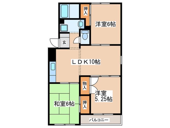 ヴァンベール湘南(3LDK/2階)の間取り写真