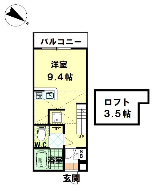 アミューレット弐番館(ワンルーム/1階)の間取り写真