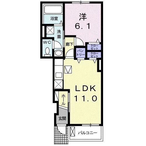 グリーンテラスIX(1LDK/1階)の間取り写真
