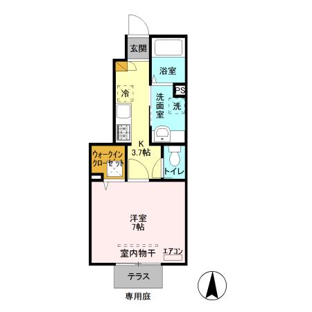 LA CASA FELICE(1K/1階)の間取り写真