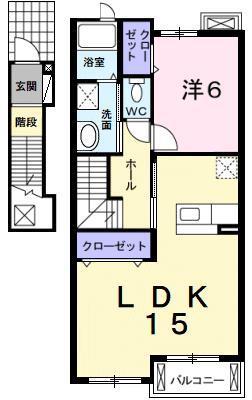 メゾンジェルメ(1LDK/2階)の間取り写真