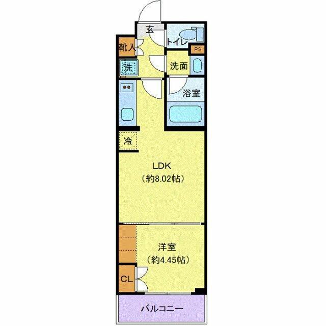 オープンブルーム渋谷本町(1LDK/2階)の間取り写真